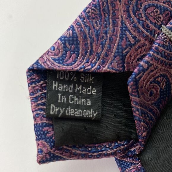 ProntoUomo Mens wearhouse navy pink paisley regular 100% silk - Picture 6 of 6